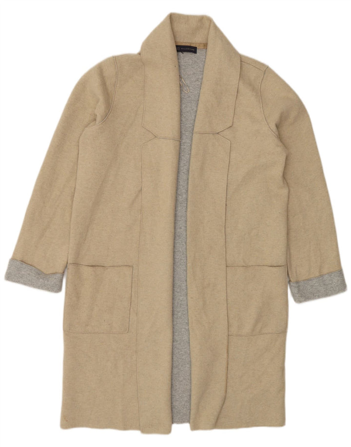 Sobretudo aberto feminino Marks & Spencer UK 14 poliéster cinza médio