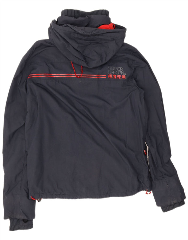 Jaqueta corta-vento masculina Superdry com capuz Reino Unido 40 grande poliéster azul marinho