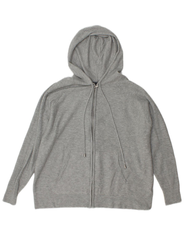 Suéter feminino com capuz e zíper Marks & Spencer Reino Unido 14 Viscose cinza médio