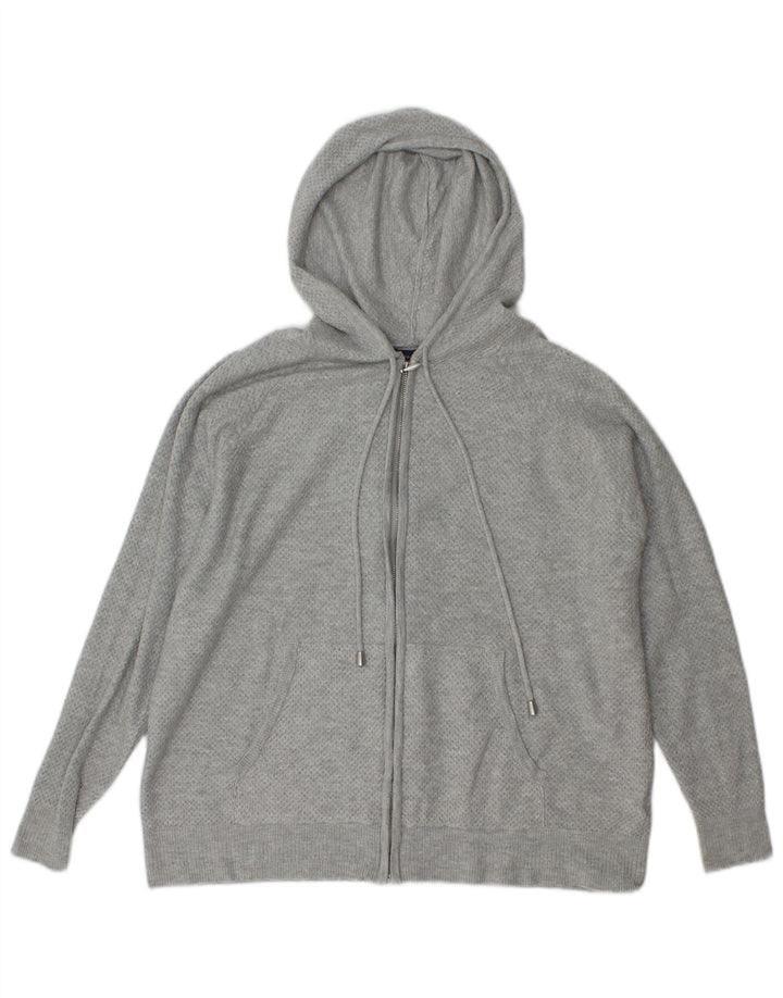 Suéter feminino com capuz e zíper Marks & Spencer Reino Unido 14 Viscose cinza médio