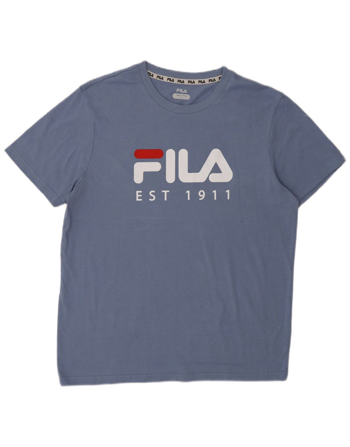 Fila Mens Graphic T-Shirt Top Grande Algodão Azul