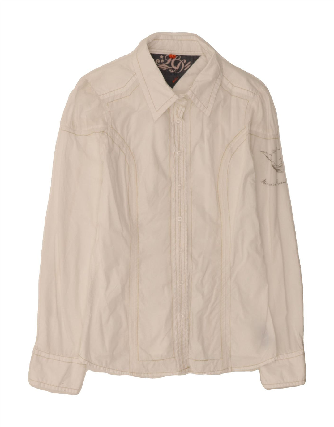 TOMMY HILFIGER Womens Shirt UK 12 Medium White Cotton Vintage Tommy Hilfiger and Second-Hand Tommy Hilfiger from Messina Hembry 