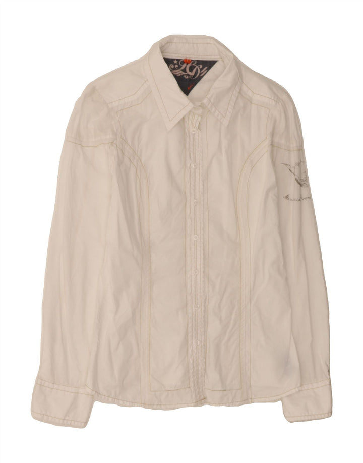 TOMMY HILFIGER Womens Shirt UK 12 Medium White Cotton Vintage Tommy Hilfiger and Second-Hand Tommy Hilfiger from Messina Hembry 