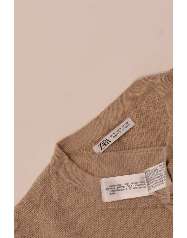 Camiseta masculina Zara Top pequeno algodão bege