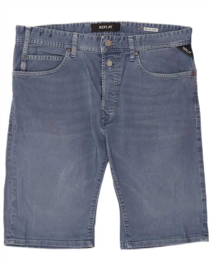 Shorts jeans masculino REPLAY W32 algodão azul médio