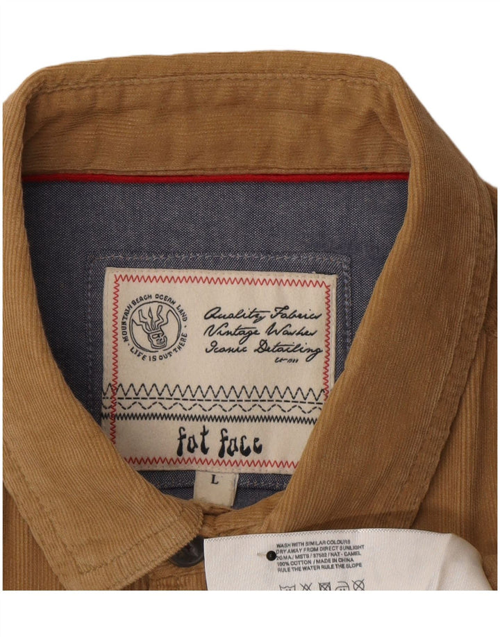 Camisa masculina de veludo cotelê Fat Face grande algodão bege