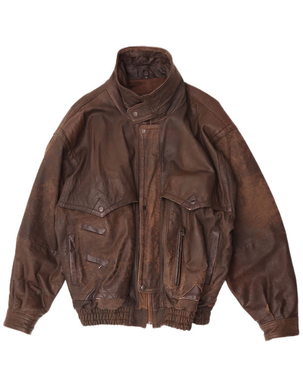 Jaqueta de couro masculina vintage UK 42 XL marrom