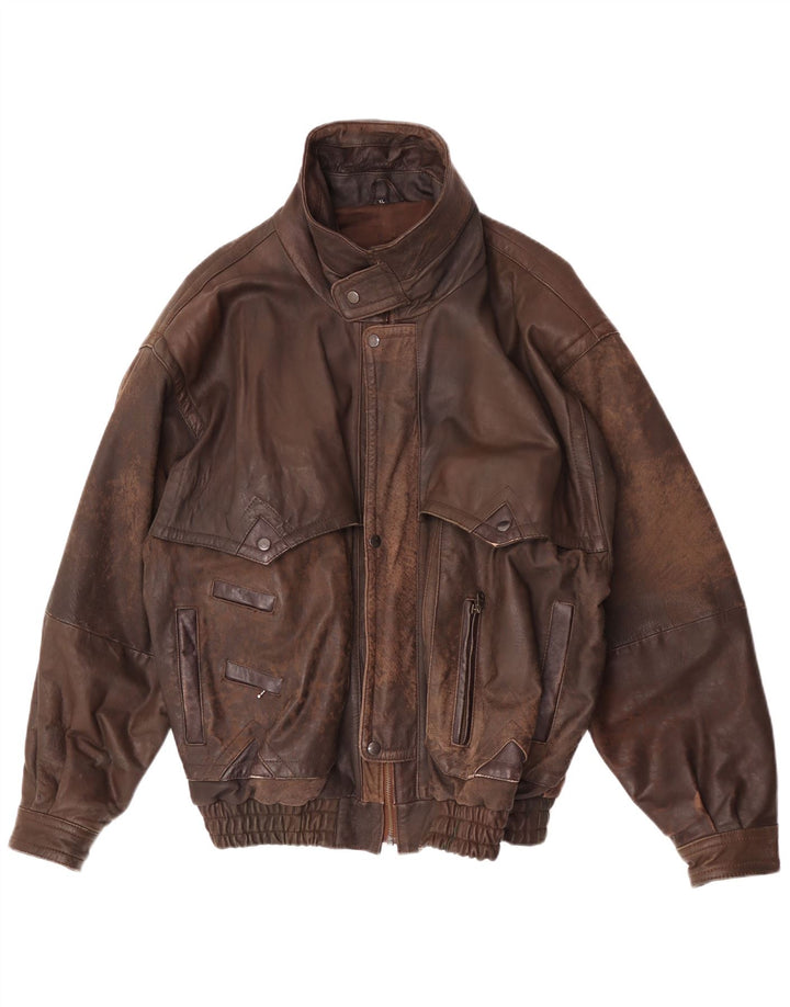 Jaqueta de couro masculina vintage UK 42 XL marrom