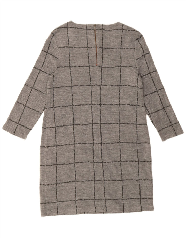 Vestido feminino Phase Eight com manga 3/4, Reino Unido 16, grande, cinza, xadrez, acrílico
