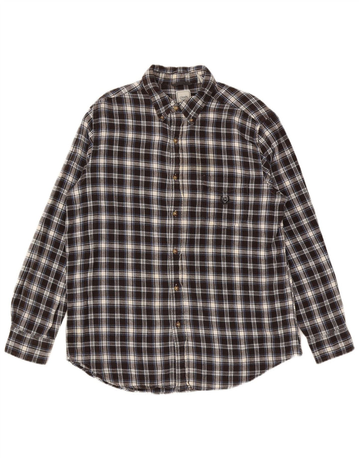 Camisa masculina de flanela Chaps grande algodão xadrez preto