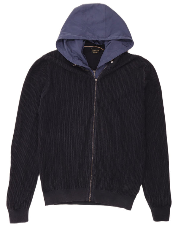 Suéter cardigã masculino com capuz Massimo Dutti XL azul marinho algodão colorblock
