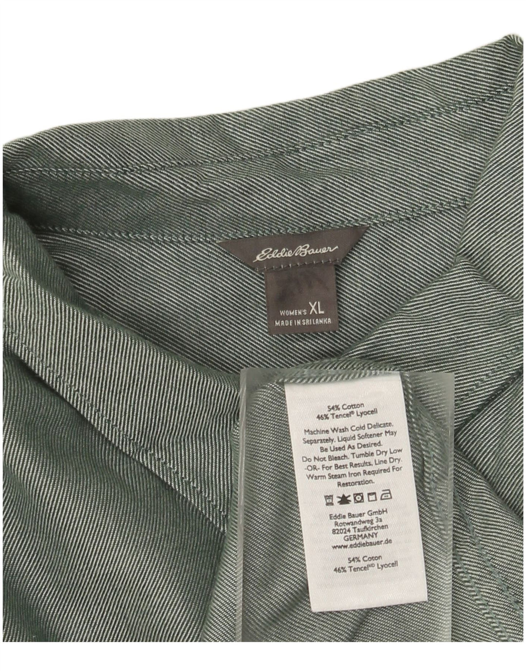 Camisa feminina de flanela grande EDDIE BAUER Reino Unido 18 XL algodão verde