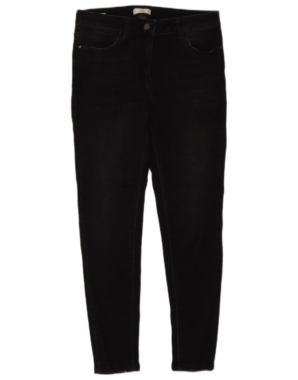 oltre Jeans skinny feminino UK 10 pequeno W30 L28 algodão preto