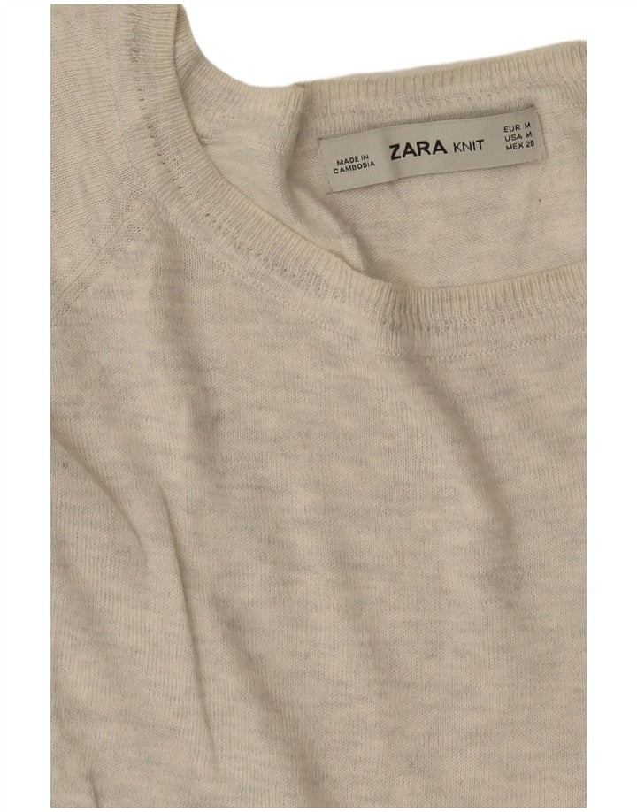 Suéter feminino Zara com gola canoa UK 14 cinza médio