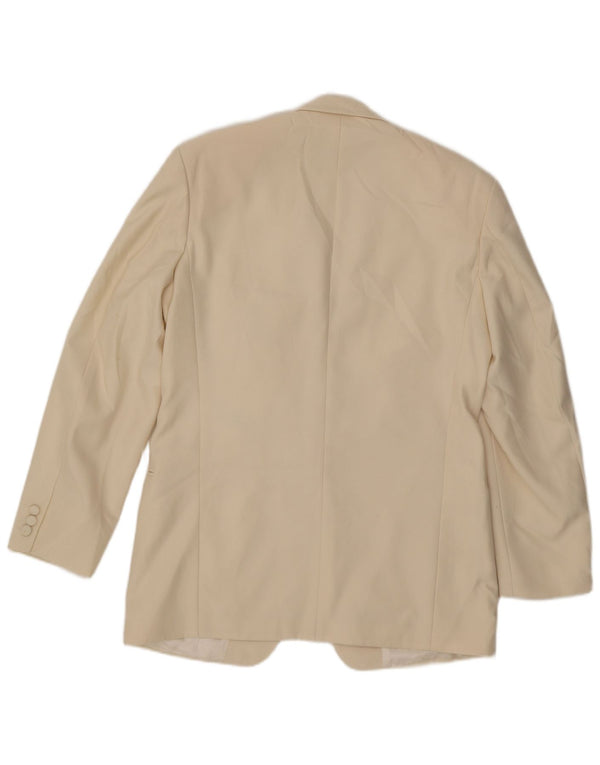 Jaqueta blazer masculina Marks & Spencer longa de 1 botão Reino Unido 40 médio off white