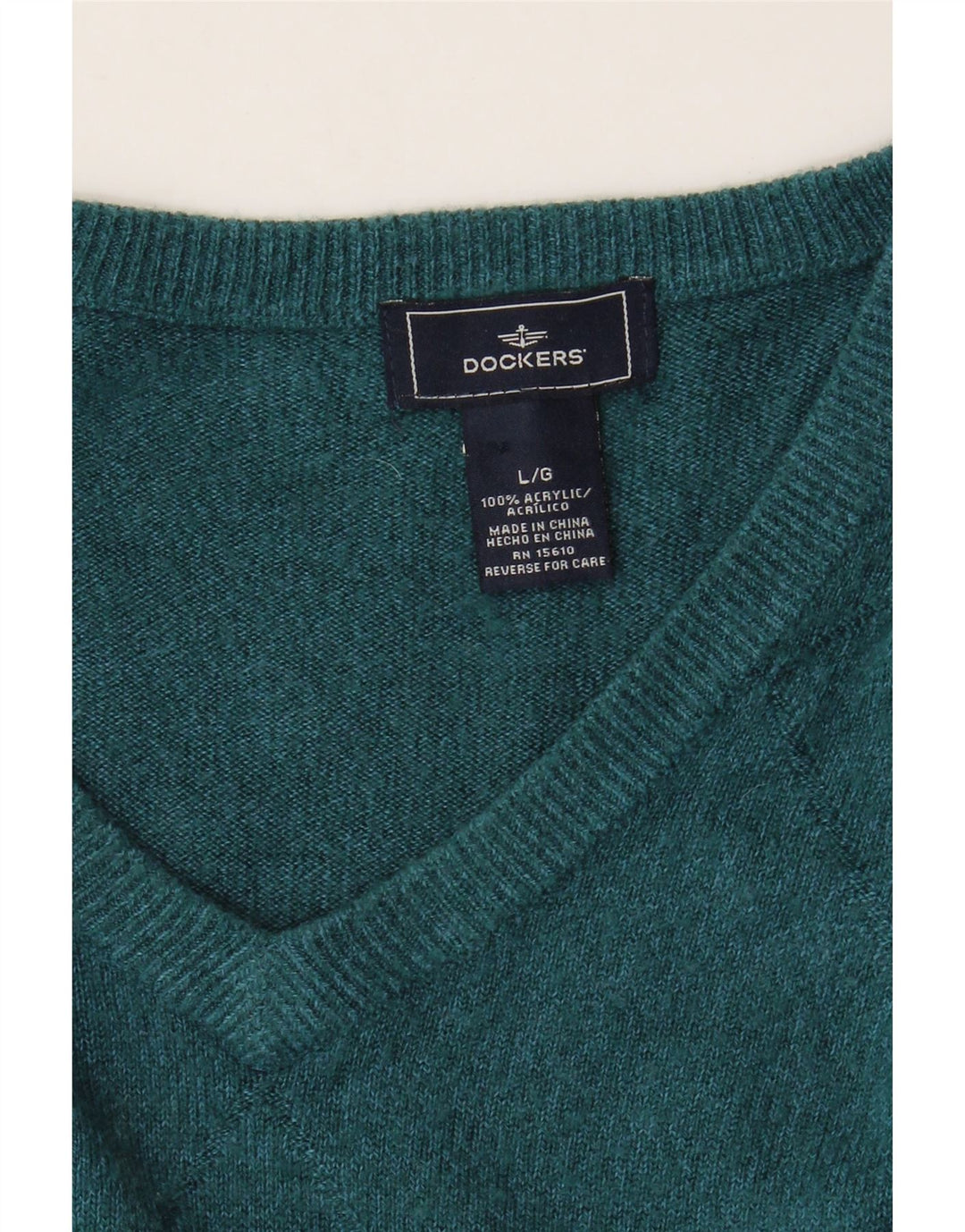 Suéter masculino Dockers com decote em V grande acrílico azul