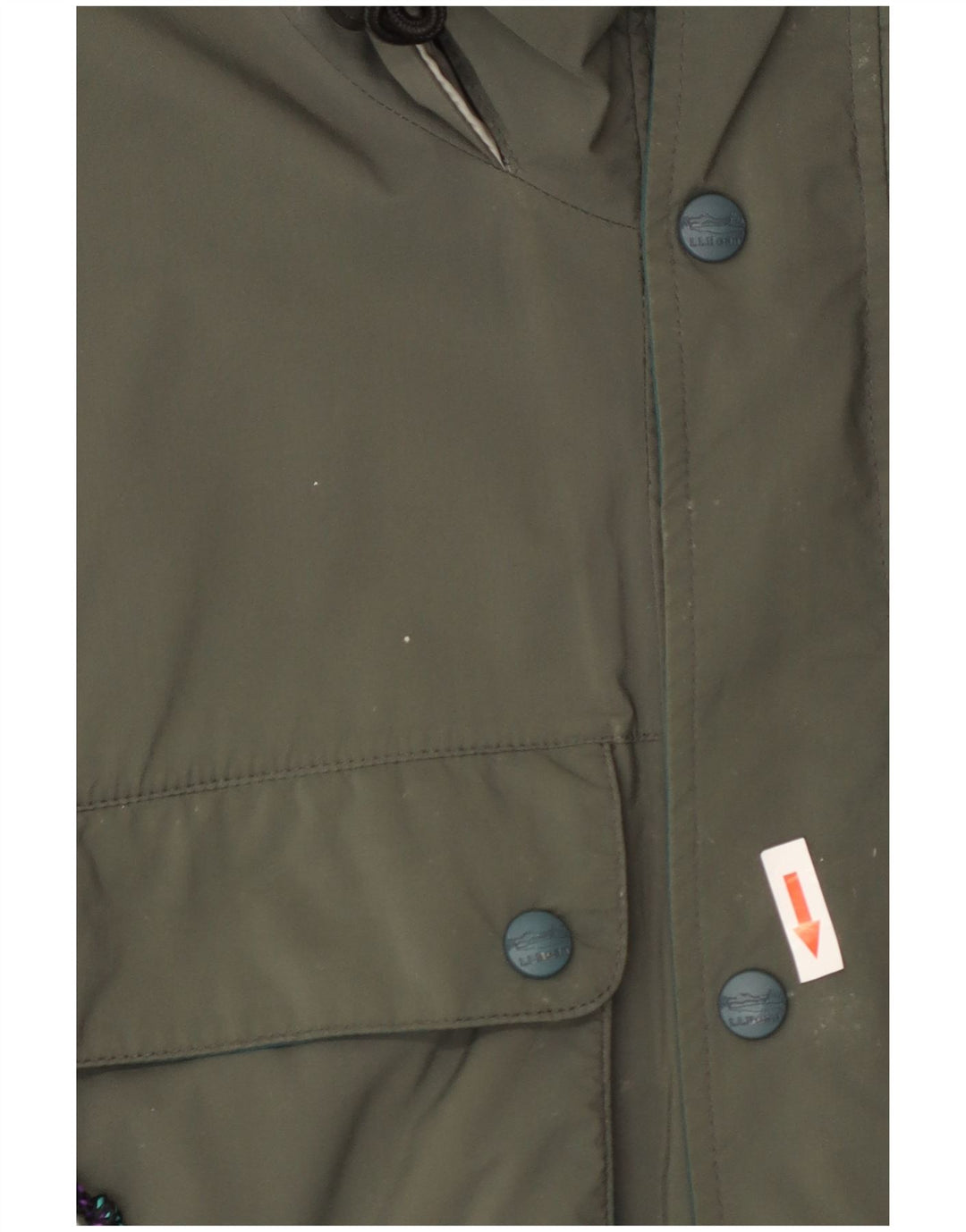 Jaqueta utilitária masculina L.L.Bean com capuz Reino Unido 40 grande cáqui nylon