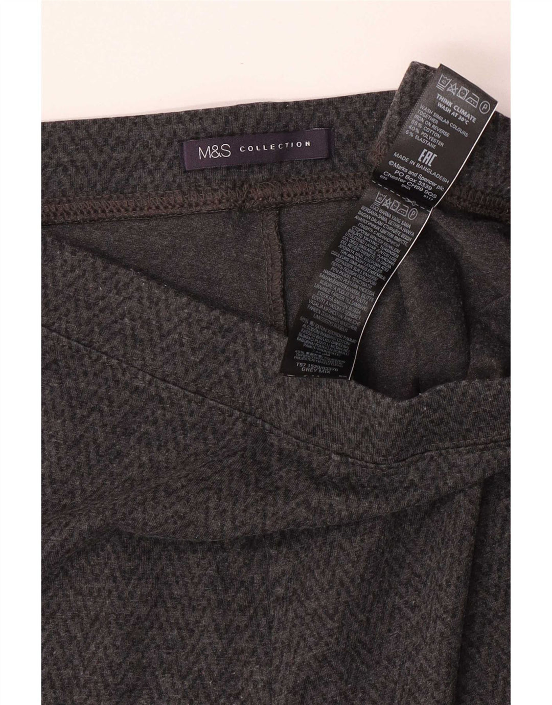 Leggings femininos Marks & Spencer UK 10 algodão chevron cinza pequeno