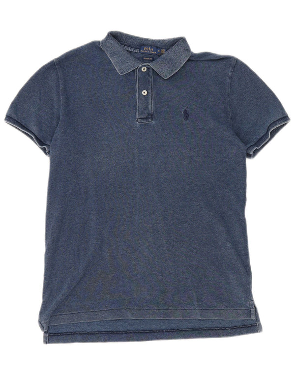 Camisa polo masculina Ralph Lauren Indigo Graphic média azul marinho algodão EUA