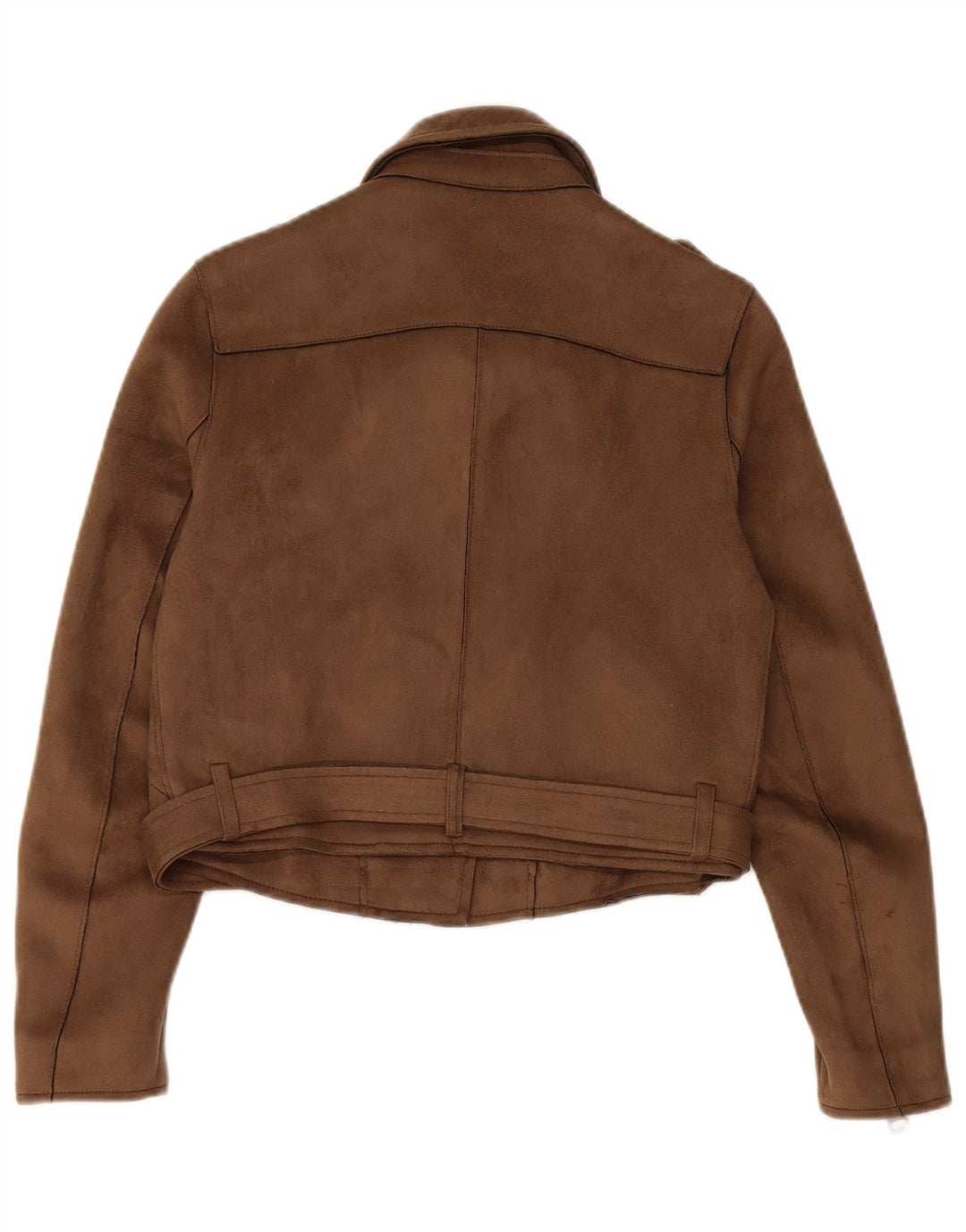 Zara Womens Biker Jacket UK 10 Pequeno Poliéster Marrom