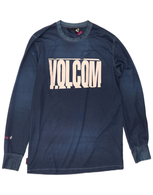 Top gráfico masculino Volcom manga comprida pequeno azul marinho