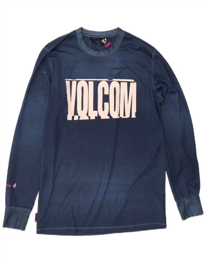 Top gráfico masculino Volcom manga comprida pequeno azul marinho
