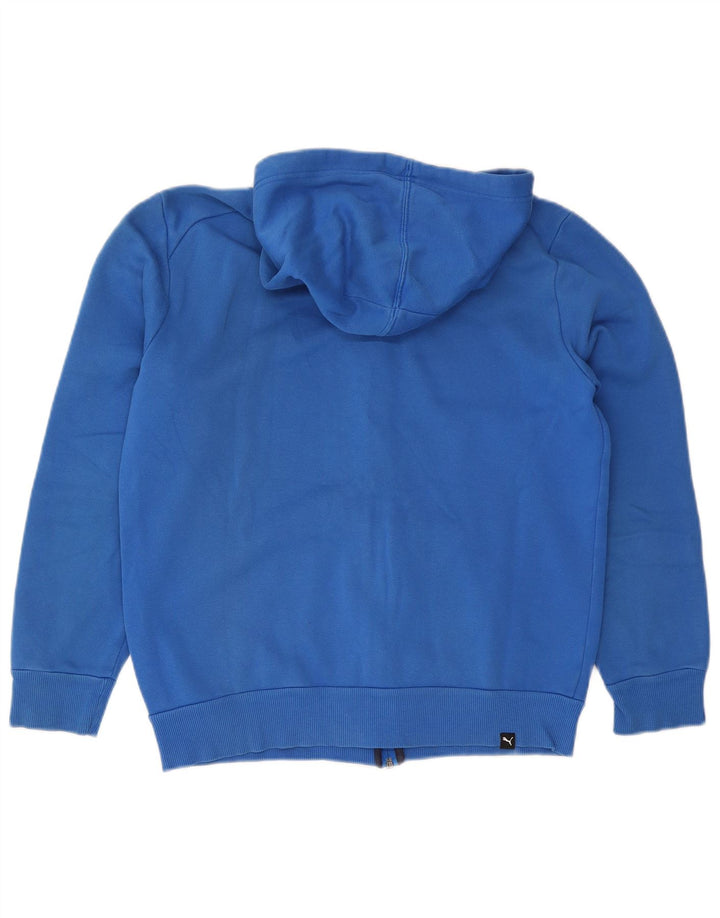 Suéter masculino Puma com capuz e zíper gráfico pequeno azul algodão