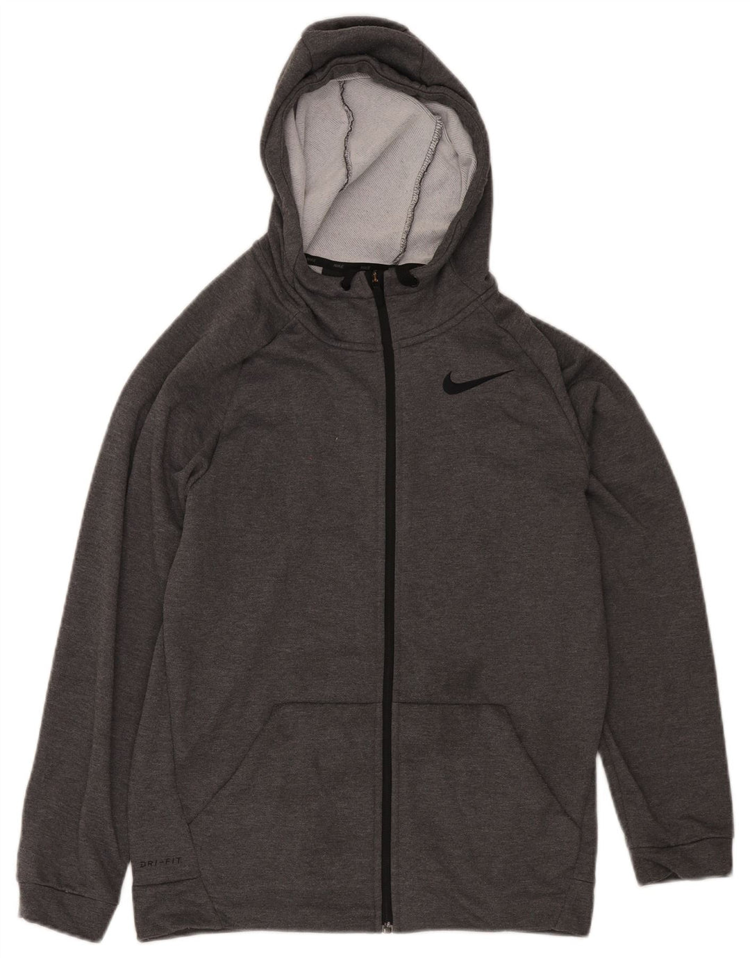 Suéter Nike Masculino Dri Fit Zip com capuz pequeno poliéster cinza