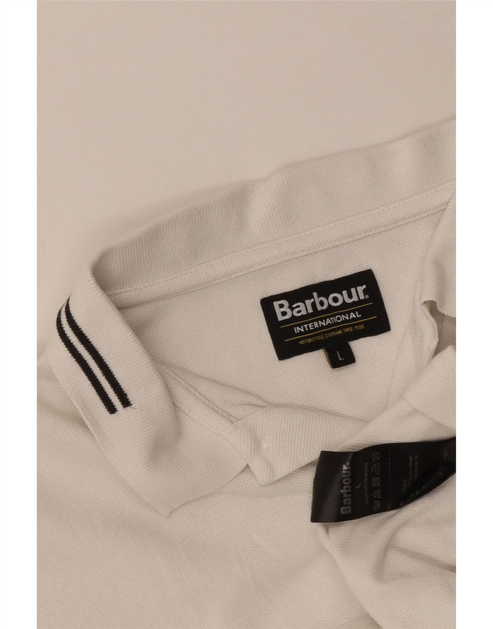 Camisa polo masculina Barbour grande algodão branco