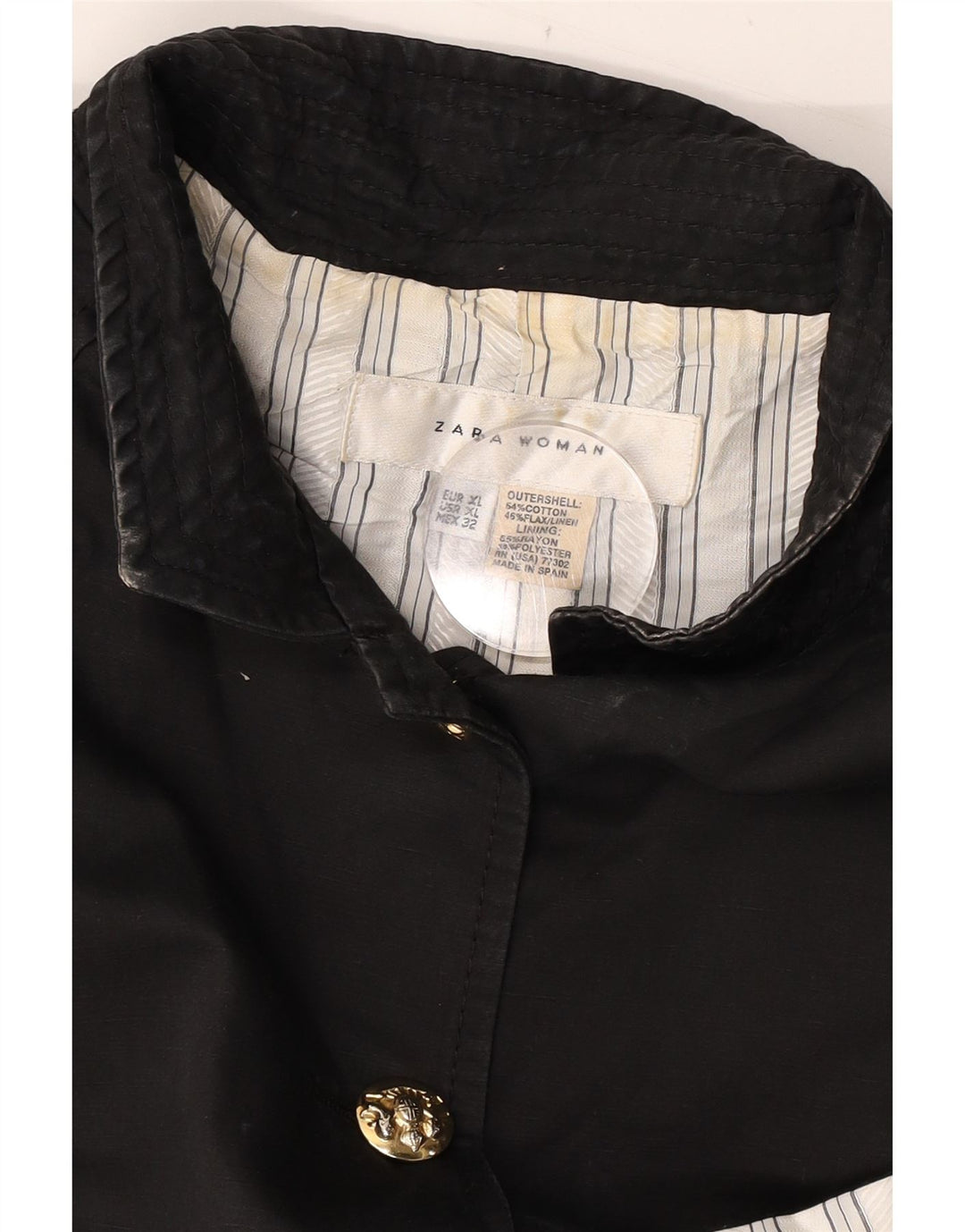 Zara Womens Crop Bomber Jacket UK 18 XL algodão preto