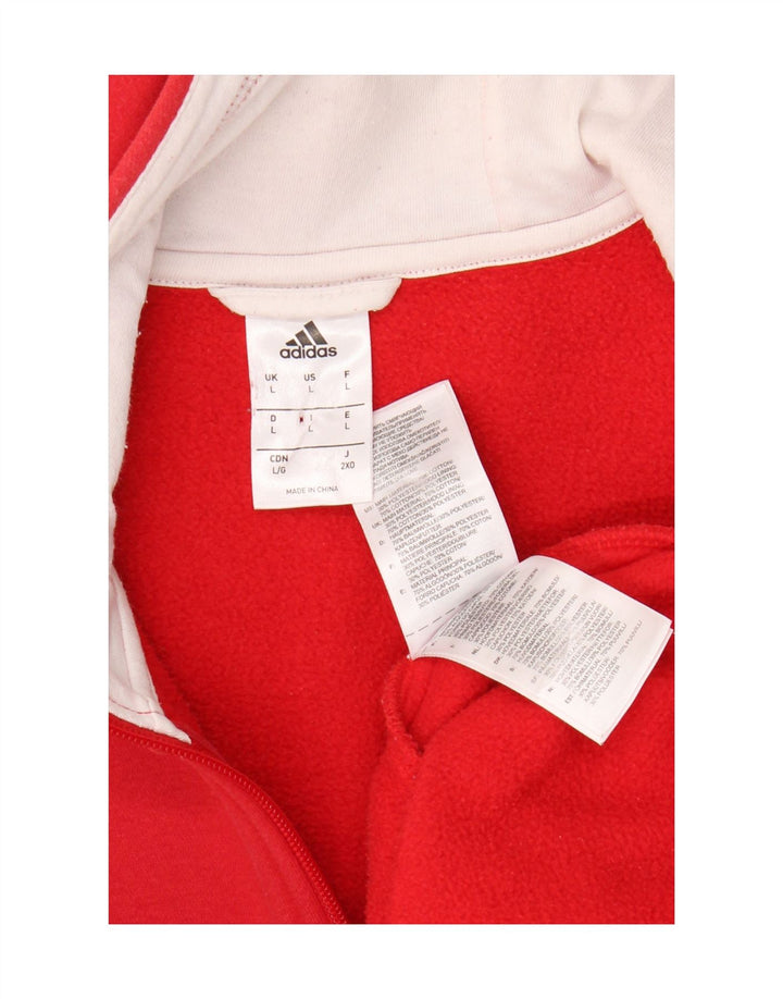 ADIDAS Mens Graphic Zip Hoodie Sweater Large Red Cotton Vintage Adidas and Second-Hand Adidas from Messina Hembry 
