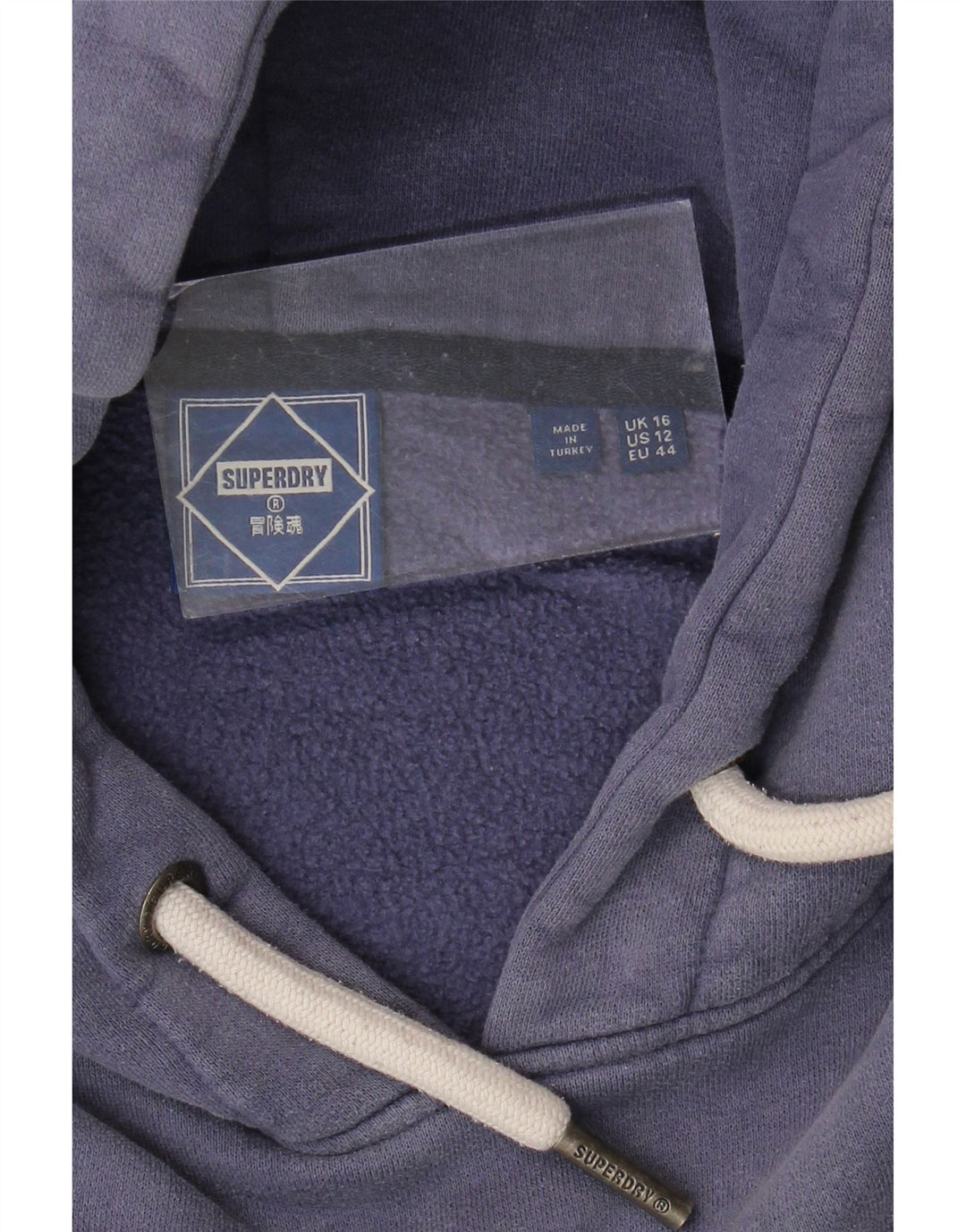 Jumper com capuz gráfico feminino SUPERDRY Reino Unido 16 grande bloco colorido azul marinho