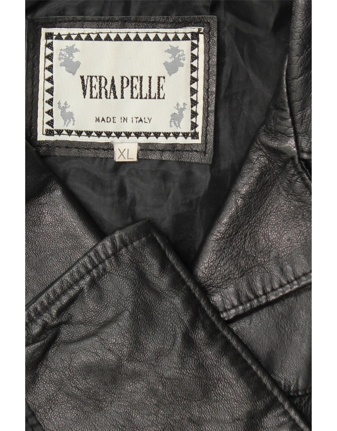 Jaqueta blazer de couro vintage feminina com 3 botões Reino Unido 18 XL couro preto