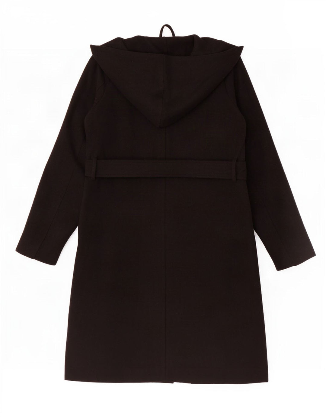 Sobretudo feminino com capuz Zara UK 14 poliéster preto médio