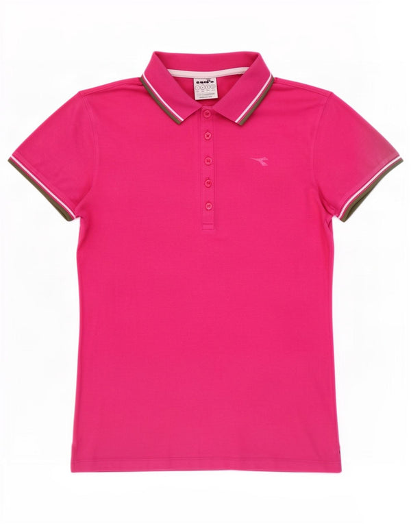 Camisa polo feminina Diadora UK 14 grande algodão rosa