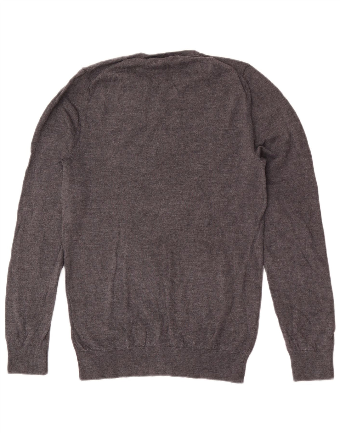 Suéter masculino Marks & Spencer com decote em V, lã merino cinza pequena