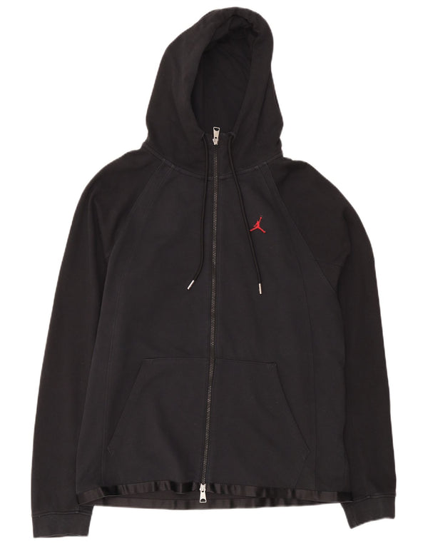 Suéter Jordan masculino com capuz e zíper médio azul marinho algodão