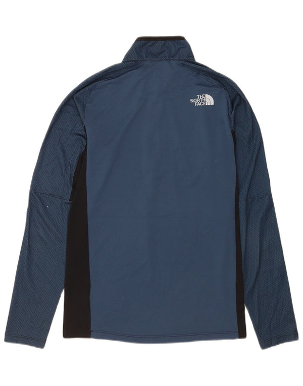 The North Face Mens Zip Neck Top Manga Longa Pequeno Azul Geométrico Esportes