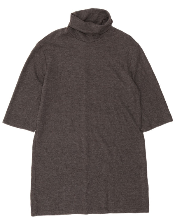Zara vestido feminino manga 3/4 oversized jumper UK 10 pequeno cinza