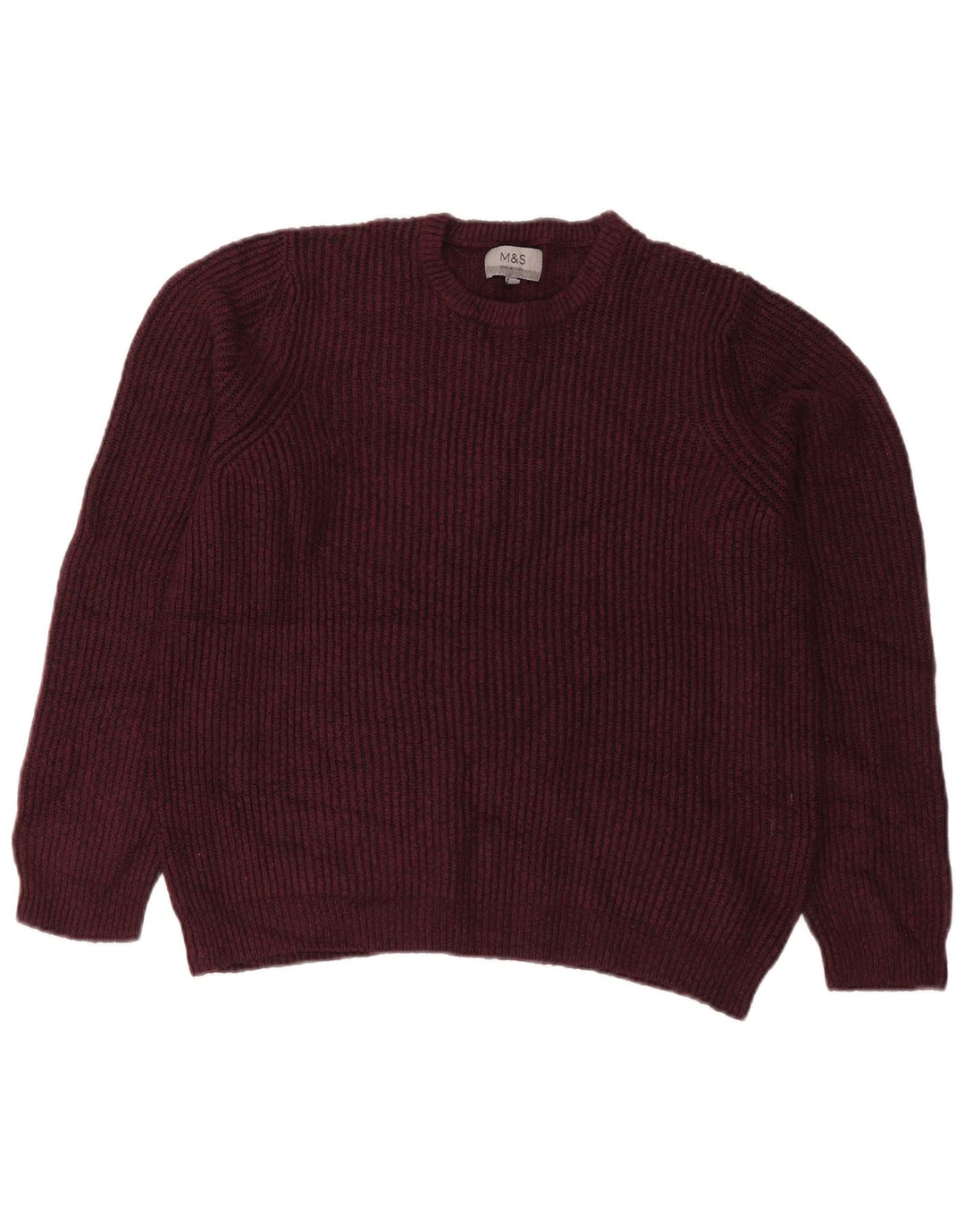 Suéter masculino Marks & Spencer com gola redonda, acrílico médio vinho
