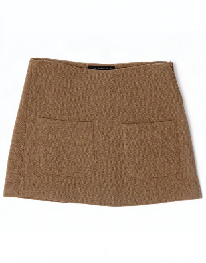 Mini saia feminina Zara XS W24 bege