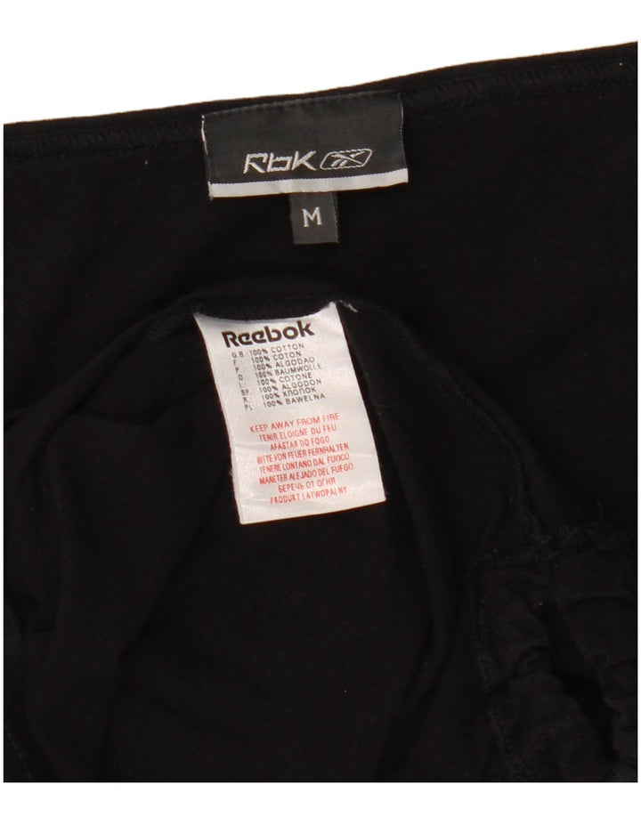 REEBOK Top gráfico feminino manga comprida Reino Unido 12 algodão preto médio