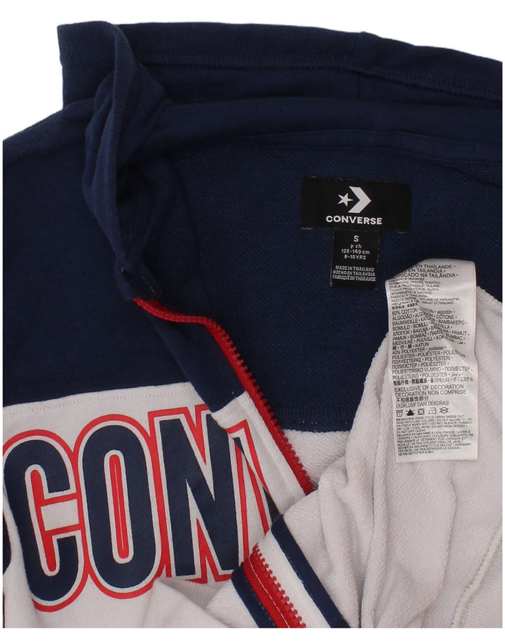 Suéter CONVERSE Boys Zip com capuz 8-9 anos pequeno bloco colorido azul marinho