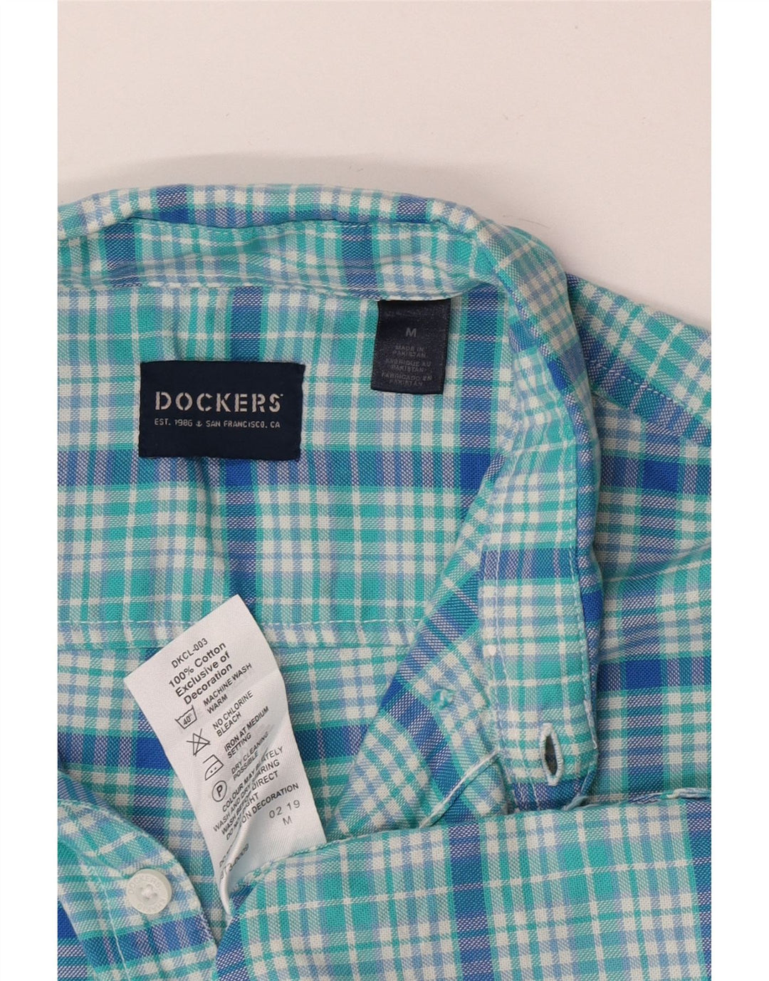 Camisa masculina Dockers médio turquesa xadrez algodão