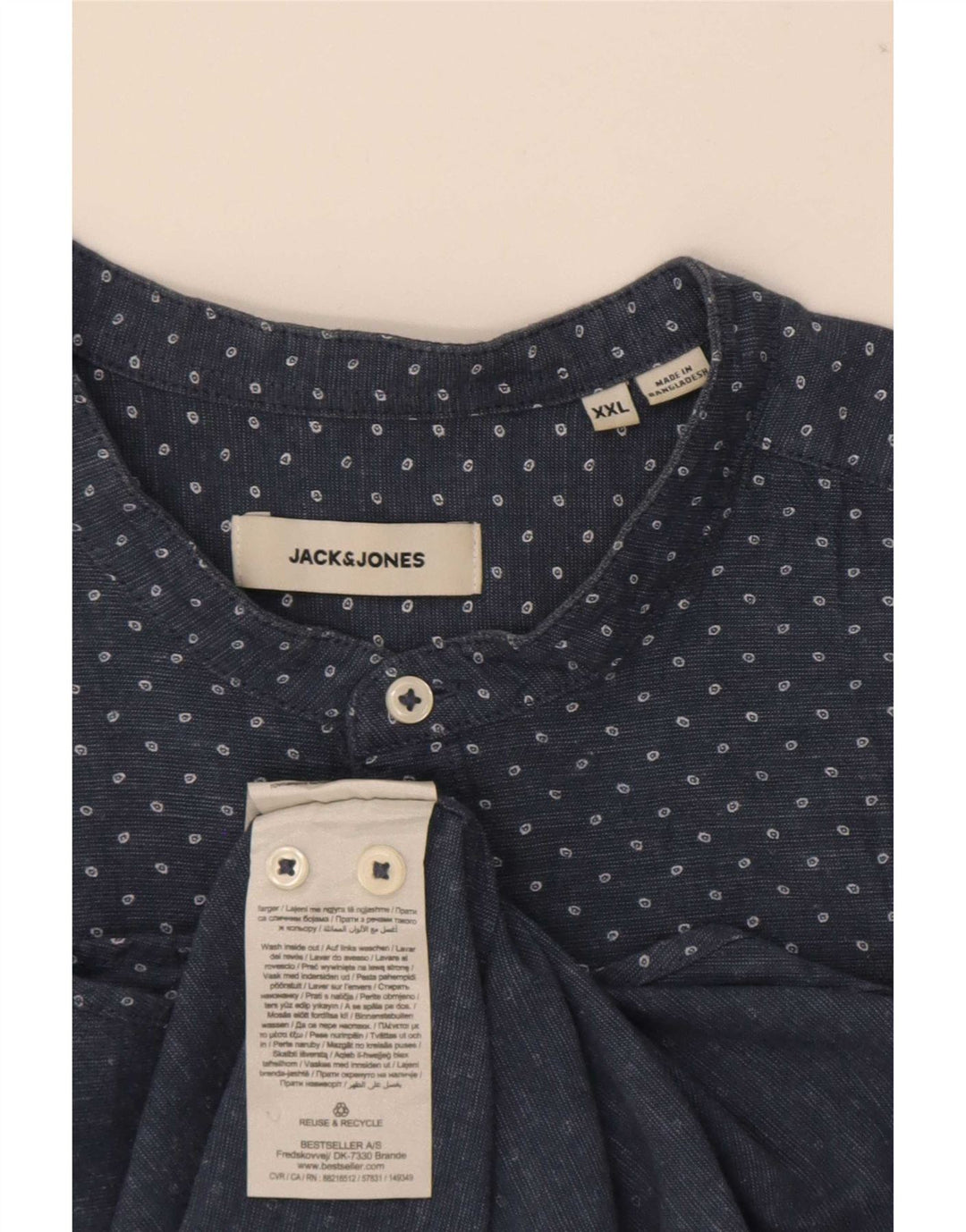 Camisa masculina Jack & Jones 2XL algodão manchado azul