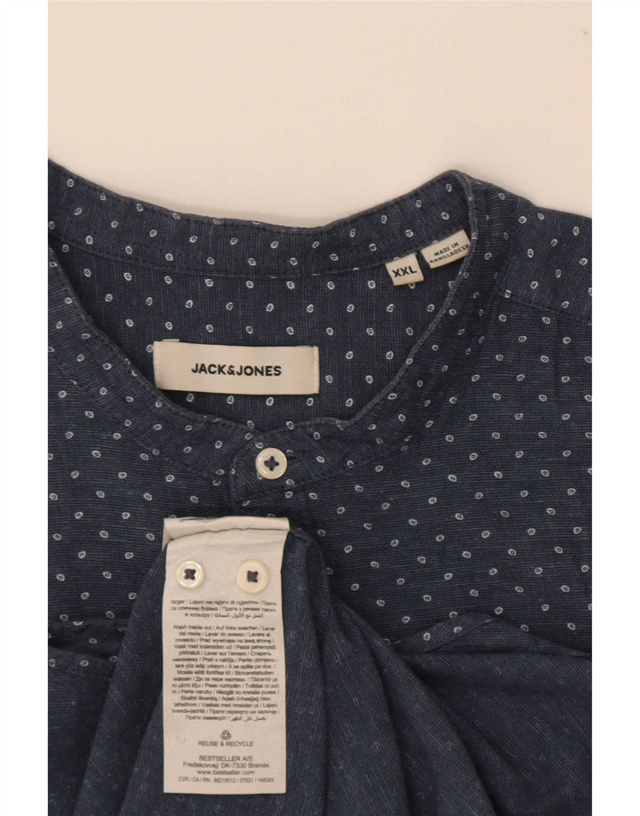 Camisa masculina Jack & Jones 2XL algodão manchado azul