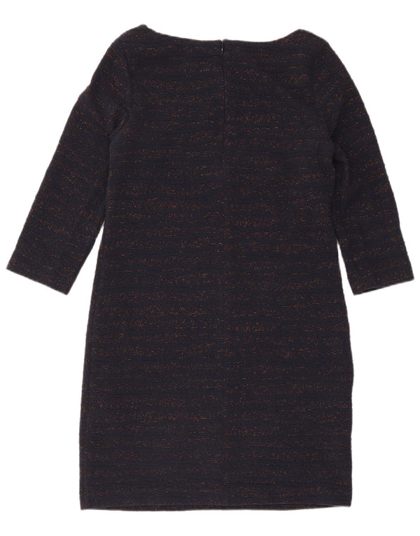 Vestido feminino Phase Eight manga 3/4 com bainha UK 10 pequeno azul marinho salpicado