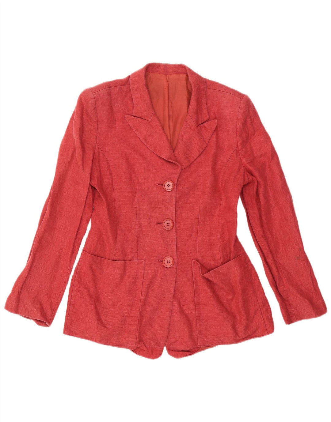 Jaqueta blazer feminina de 3 botões Hobbs UK 12 linho vermelho médio