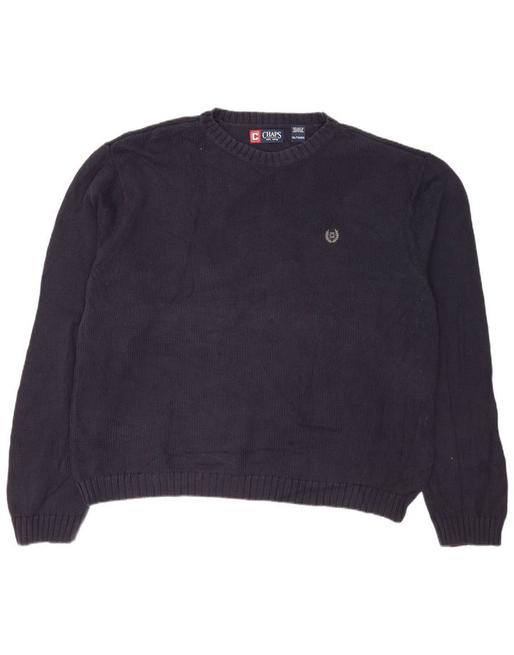 Suéter masculino Chaps com gola redonda 2XL algodão azul marinho