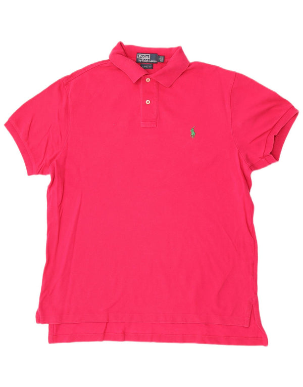 Polo Ralph Lauren Mens Custom Fit Camisa Polo Grande Algodão Rosa